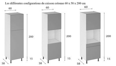 Colonne cuisine blanche L 60 x H 200 x P 56 cm OFITRES