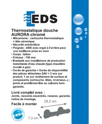 Mitigeur de douche thermostatique chromé Aurora EUROPÉENNE DE DISTRIBUTION