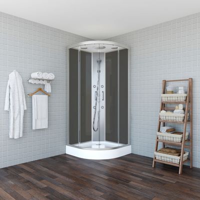 Cabine de douche hydromassante Oka gris 1/4 de rond 90 x 90 x 223 cm OCEA