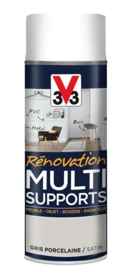 Aérosol de rénovation multisupports finition satinée gris porcelaine 400 ml V33