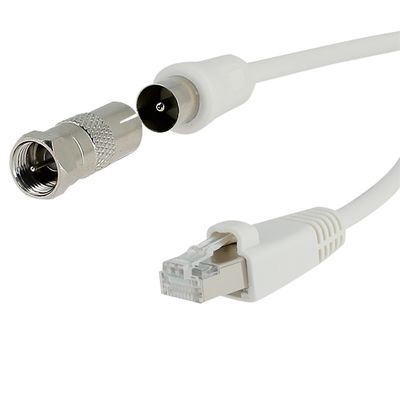 Cordon RJ45 / TV et satellite avec adapateur F SEDEA