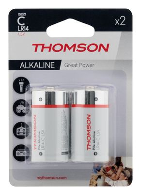 Lot de 2 piles alcalines C ou LR14 - THOMSON