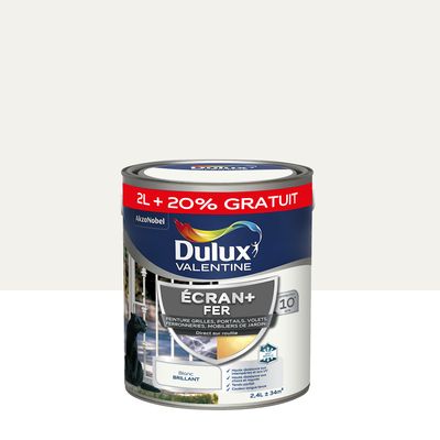 Peinture Ecran+ Fer  Brillant Blanc 2,4 L - DULUX VALENTINE