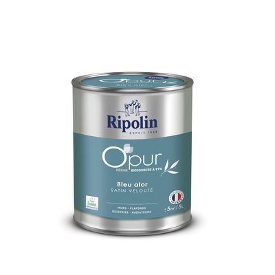 Peinture O'PUR Satin Bleu Alor 0,5L - RIPOLIN