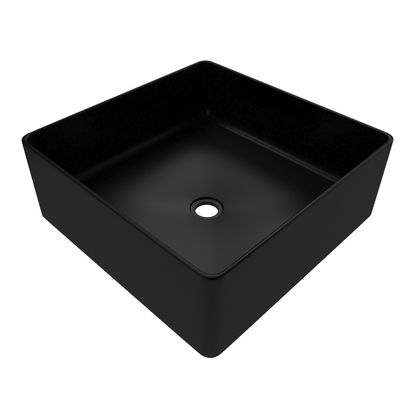 Vasque carrée à poser en céramique noire mate Dark Square L 370 x P 370 mm AURLANE