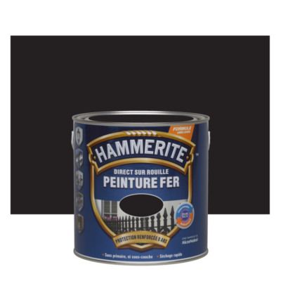 Peinture fer extérieur direct sur rouille finition lisse noir satiné 2,5 l HAMMERITE