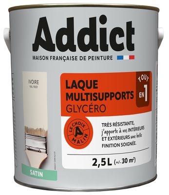 Laque Multisupports Satin 2.5 L ivoire Ral 9001 ADDICT