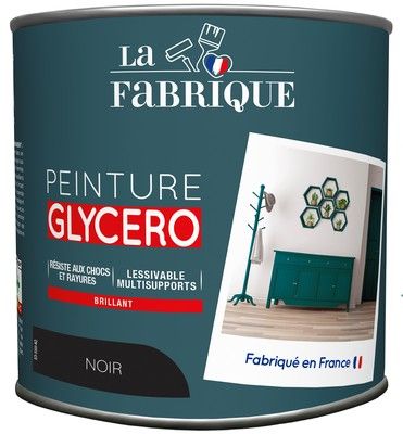 Peinture glycero Noir brillant 500 ml - LA FABRIQUE