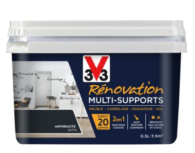 Peinture de rénovation multisupports finition satinée anthracite 500 ml V33