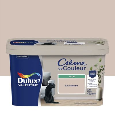 Peinture Crème de Couleur Lin Intense satin 2,5 l - DULUX VALENTINE