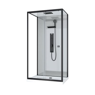 Cabine de douche hydromassante receveur bas profilé noir noir mat 110x80x215 cm Trendy AURLANE