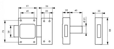 Verrou de porte de cave Etandard sans bouton 40 mm THIRARD