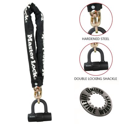 Chaîne antivol gainée 90 cm avec cadenas U noir MASTER LOCK