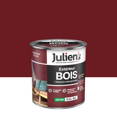 Peinture fer antirouille rouge Basque RAL 3004 satin 500 ml JULIEN