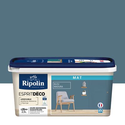 Peinture Intérieure Couleur - Mat - 2,5L - Bleu Madura - RIPOLIN