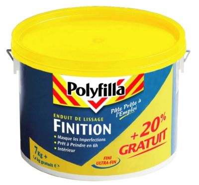 Enduit de lissage en pâte 7kg + 20% gratuit POLYFILLA