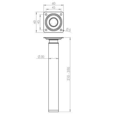 Pied zoom diamètre 30 mm hauteur 210-350 mm noir CIME