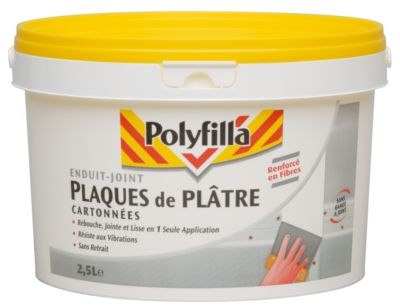 Enduit joint pour plaques de plâtre en pâte 2,5 litres POLYFILLA