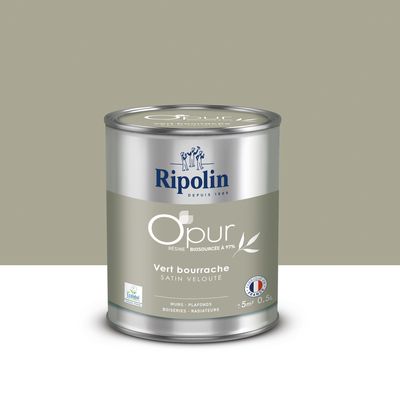 Peinture O'PUR mur & boiserie Vert Bourrache satin 500 ml - RIPOLIN