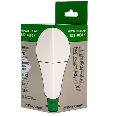 Ampoule LED standard B22 9 W 720 lumens blanc neutre FOX LIGHT