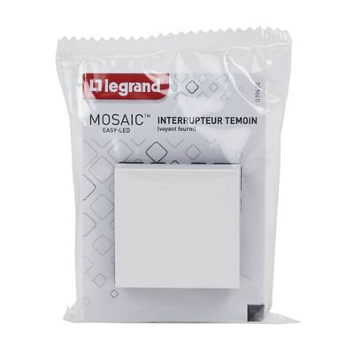 Interrupteur ou va-et-vient témoin Easy led 2 modules finition blanche Mosaic LEGRAND