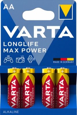 Piles alcalines max power LR06 par 4 VARTA