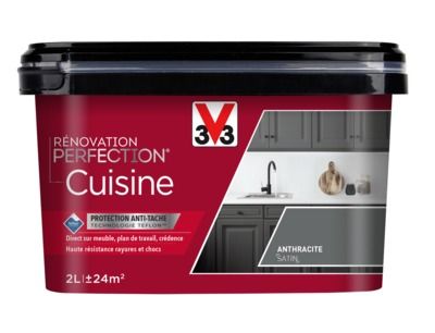 Peinture de rénovation pour cuisine gris anthracite finition satinée 2 l V33