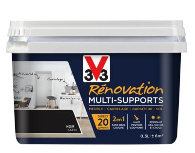 Peinture de rénovation multisupports finition satinée noir 500 ml V33