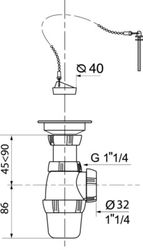 Bonde de lavabo Sifon Exenter02 : : Bricolage