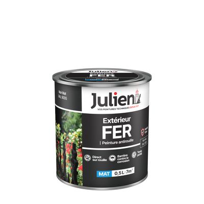 Peinture fer antirouille noir mat 500 ml JULIEN