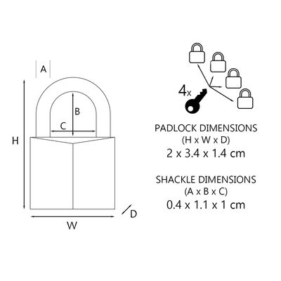 Cadenas à clés largeur 20 mm en laiton s'entrouvant par 4 MASTER LOCK