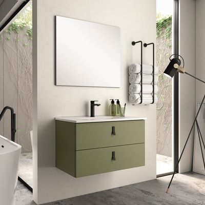 Meuble de salle de bains vert 60 cm Kolor EGORE