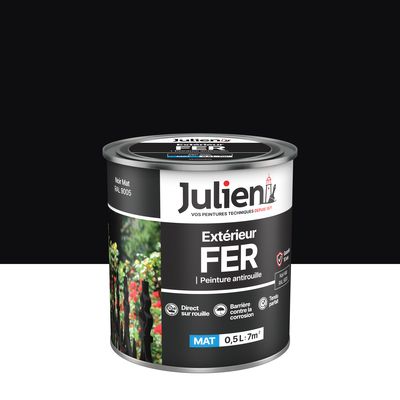 Peinture fer antirouille noir mat 500 ml JULIEN