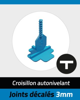 Croisillons de carrelage autonivelants en T 3 mm bleu sachet de 100 PAVILIFT