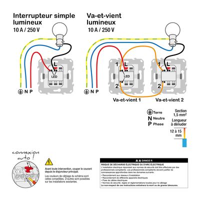 Interrupteur va-et-vient avec témoin lumineux aluminium - Unica SCHNEIDER ELECTRIC