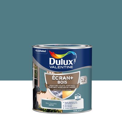 Peinture Ecran+ Bois  Satin Bleu Tempête 0,5 L - DULUX VALENTINE