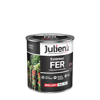 Peinture fer antirouille noir brillant 500 ml JULIEN