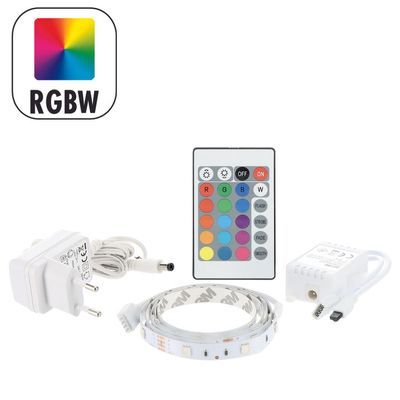 Ruban LED 5m prêt à l'emploi multicolore avec télécommande 24W 12V GEFOM