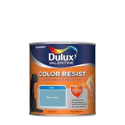 Peinture Color Resist murs et boiseries Bleu Verre mat 500 ml - DULUX VALENTINE