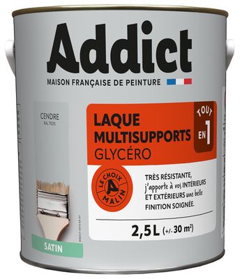 Laque Multisupports Satin 2.5 L cendre Ral 7035 ADDICT