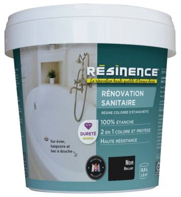 Résine de Rénovation pour sanitaire noir brillant 500 ml RESINENCE