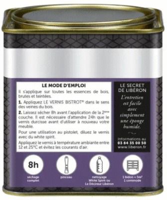 Vernis bistrot brillant incolore 500 ml LIBERON