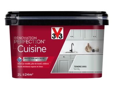 Peinture de rénovation pour cuisine tendre gris finition satinée 2 l V33