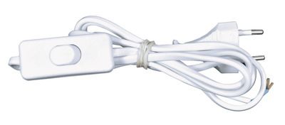 Cordon avec interrupteur et fiche 1m50 blanc pour lampe TIBELEC