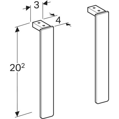 Pieds aluminium chromé hauteur 20,2 cm par 2 Selva GEBERIT