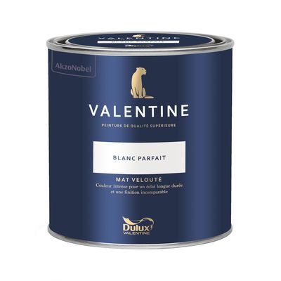 Peinture Valentine Mat Velouté Blanc Parfait 0,5L - DULUX VALENTINE