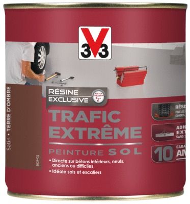 Peinture pour sol trafic extrême terre d'ombre 500 ml V33