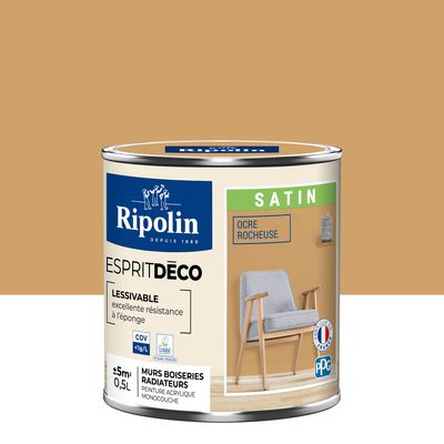 Peinture Intérieure Couleur - Satin - 0,5L - Ocre Rocheuse - RIPOLIN