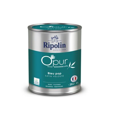 Peinture O'PUR Satin BLEU POP 2L - RIPOLIN