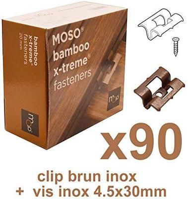 Clips inox pour fixation de lame de terrasse bambou avec vis 4,5 x 30 mm par 90